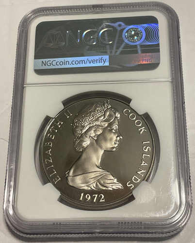 1972 $1 Cook Islands "Dong" Dollar Polynesian God Tangaroa NGC PF 69 Ultra Cameo - Picture 4 of 4