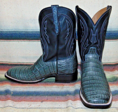 Mens Rujo Roscoe Gray Caiman Belly / Leather Cowboy Boots 11.5 D NEW In Box