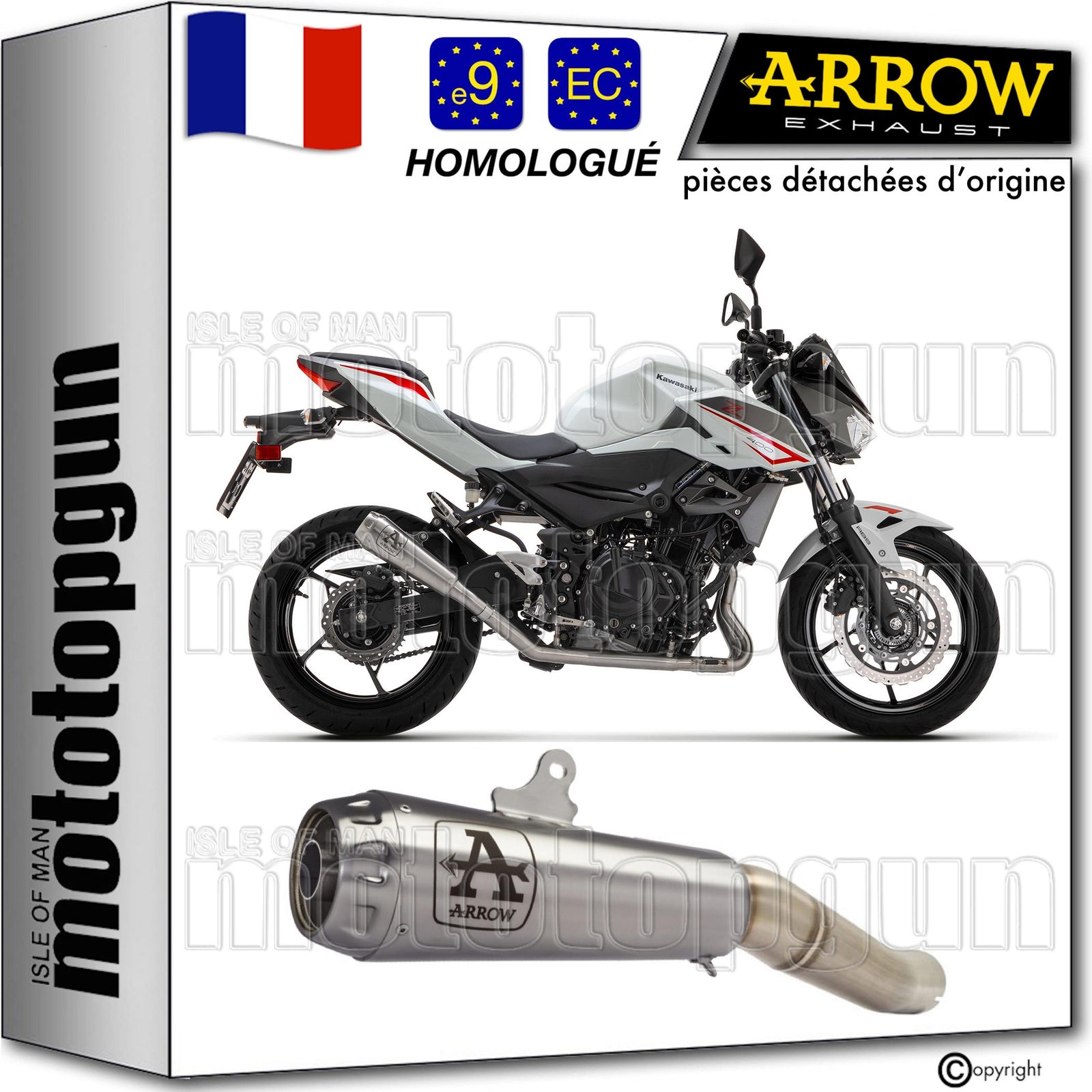 Pot d'échappement Arrow Pro-Race nichrom pour moto Kawasaki Z400 2023