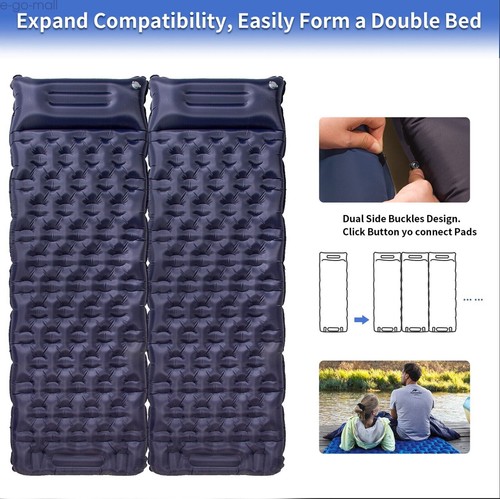 Inflating Sleeping Pad Waterproof 4-Season Camping Air Mattress Mat with Pillow - Picture 10 of 15