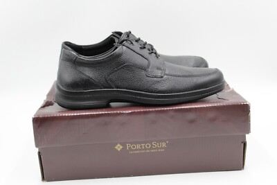 New Porto Sur Zapato Cabellero Agujeta Black Leather, Size 26 US