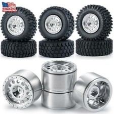 4pcs 1.0 Beadlock Cnc Wheel Rims Tires For 124 Rc Crawler Axial Scx24 Rc Car
