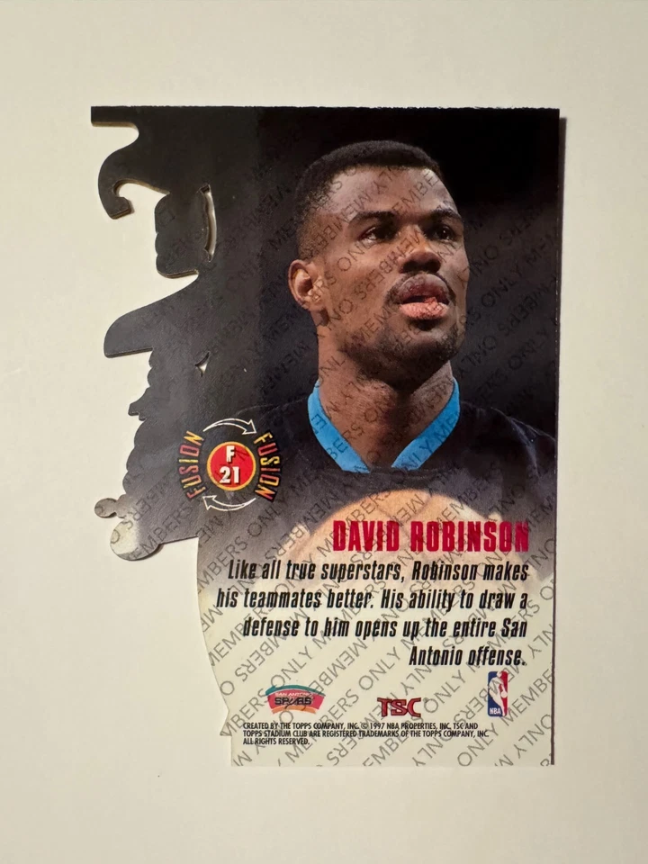 1996-97 Stadium Club Members Only Fusion Die-Cut #21 DAVID ROBINSON Nrmt/Nrmt+ - Image 2 of 2