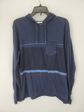 Billabong Hoodie Mens Large Blue Stripe Hooded Pullover Beach Skateboarding