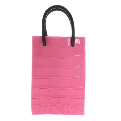Balenciaga Shopping Phone Holder 593826 Pink Leather 