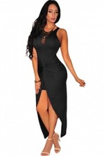 Women Sexy Knotted Slit Dress Evening Clubwear Cocktail Evening Party Dresses