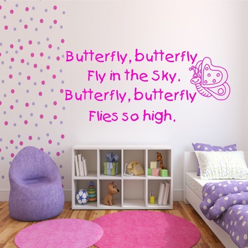 KID'S BUTTERFLY POEM CHILD'S WALL ART QUOTE STICKER DECAL MURAL STENCIL MURAL