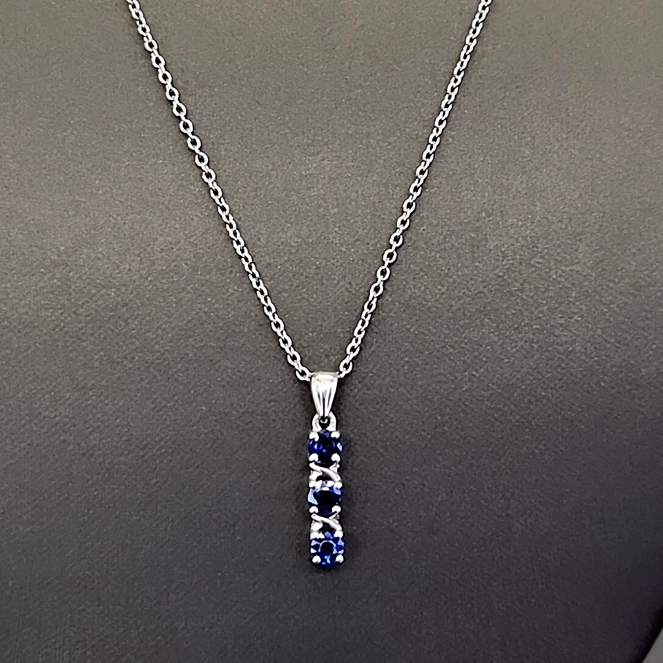 Collar Zafiro Azul Triple Gota JTV 925 Plata de Ley 20" Foto 2 de 4