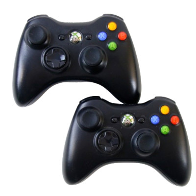 2x St. Original Microsoft Xbox 360 Controller Gamepad Schwarz Kabellos Wireless