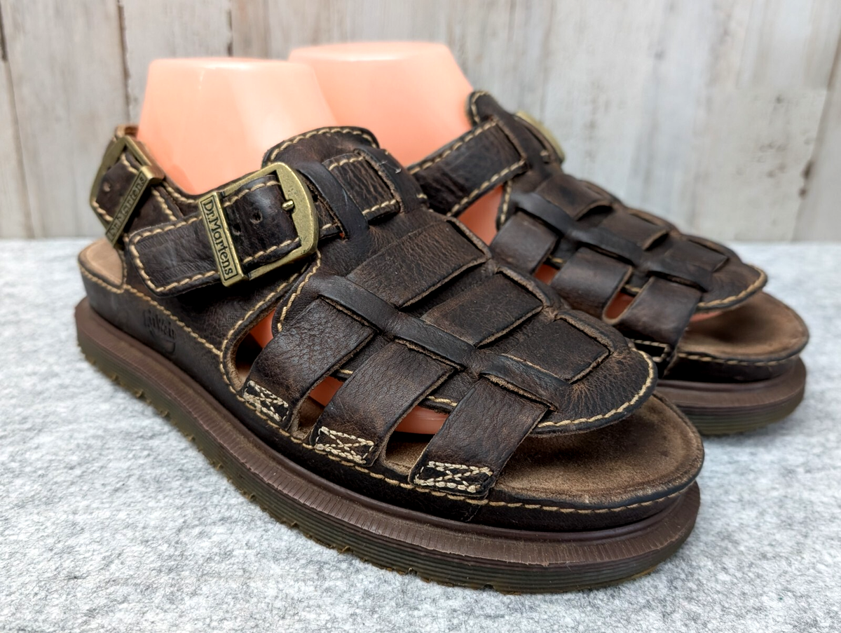 Vintage Doc Dr Martens Mens Brown Leather Chunky Fisherman