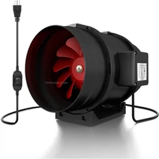 8 Inch (200 Mm) Inline Fan - 735 CFM Exhaust Duct Fan, Built-In Speed Controller