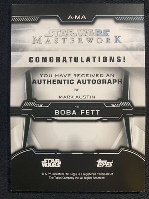 Mark Austin as Boba Fett 2019 Topps Star Wars Masterwork Mark Austin as Boba Fett 2019 Topps Star Wars Masterwork