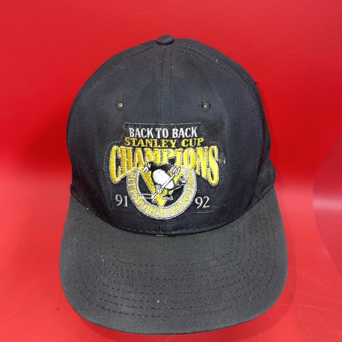 Casquette chapeau snapback logo Reebok NHL Pittsburgh Penguins or noir