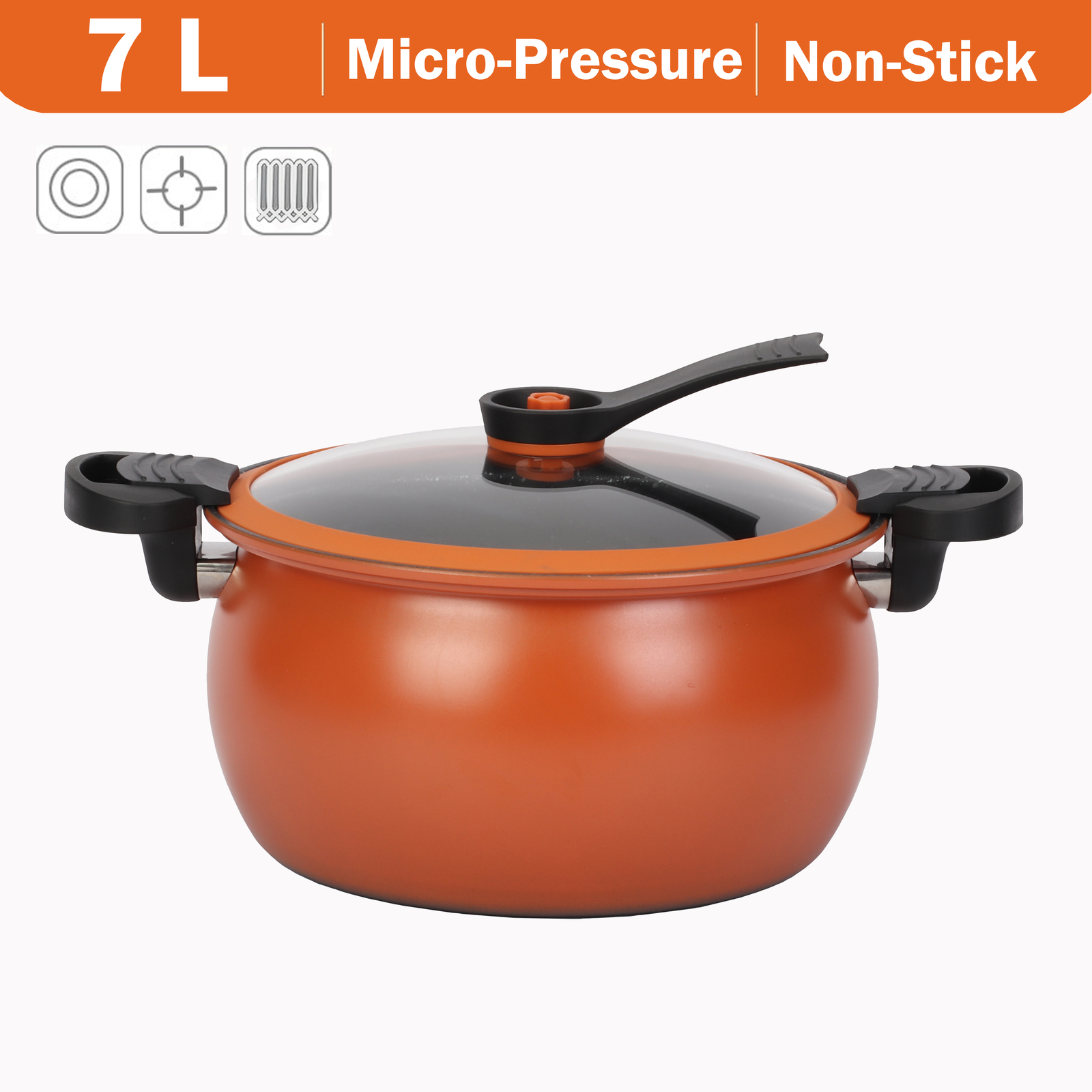 7L Iron Micro Pressure Cooker Soup Pot Non-Stick Stock Pot With Glass ...