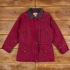 Vintage L.l.bean Workwear Jacket L Chore Barn Purple Womens Zip Snap