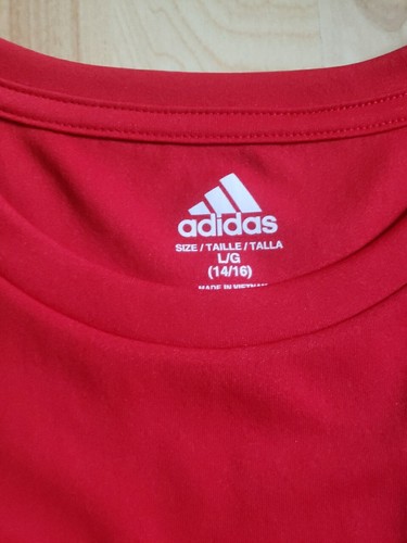 Adidas Shirt Youth Large (14-16) Red T-Shirt Short Sleeve Graphic Logo - Picture 4 of 4