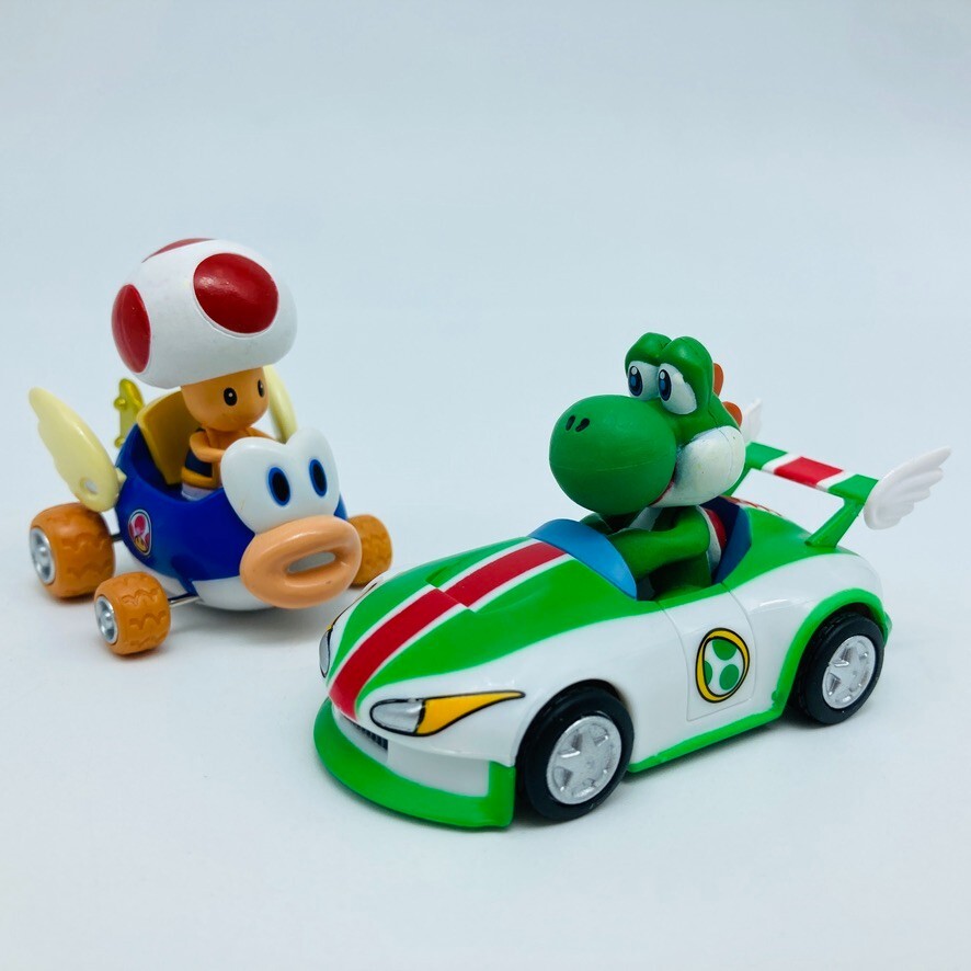 MARIO KART Yoshi & Toad Figure Toy Car Set 2008 Nintendo Japan