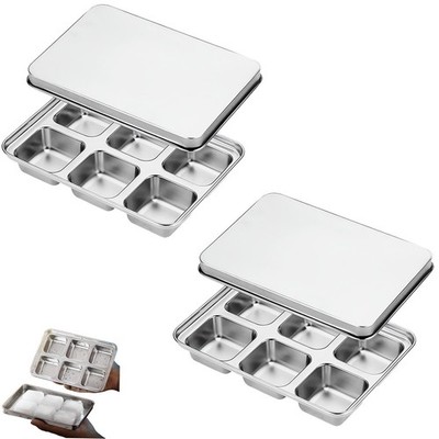 Stainless Steel Ice Cube Trays with Lid, Easy Release Durable Metal Ice Mold ...