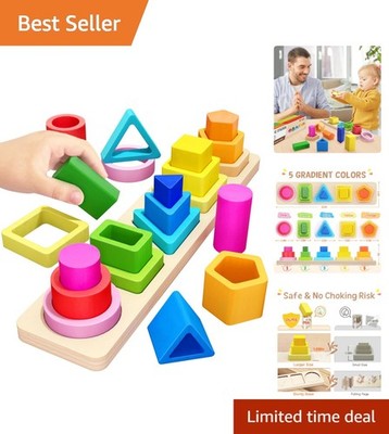 Delightful Wooden Block Stacking Toy for Toddlers - Perfect Gift for Ages 1-4