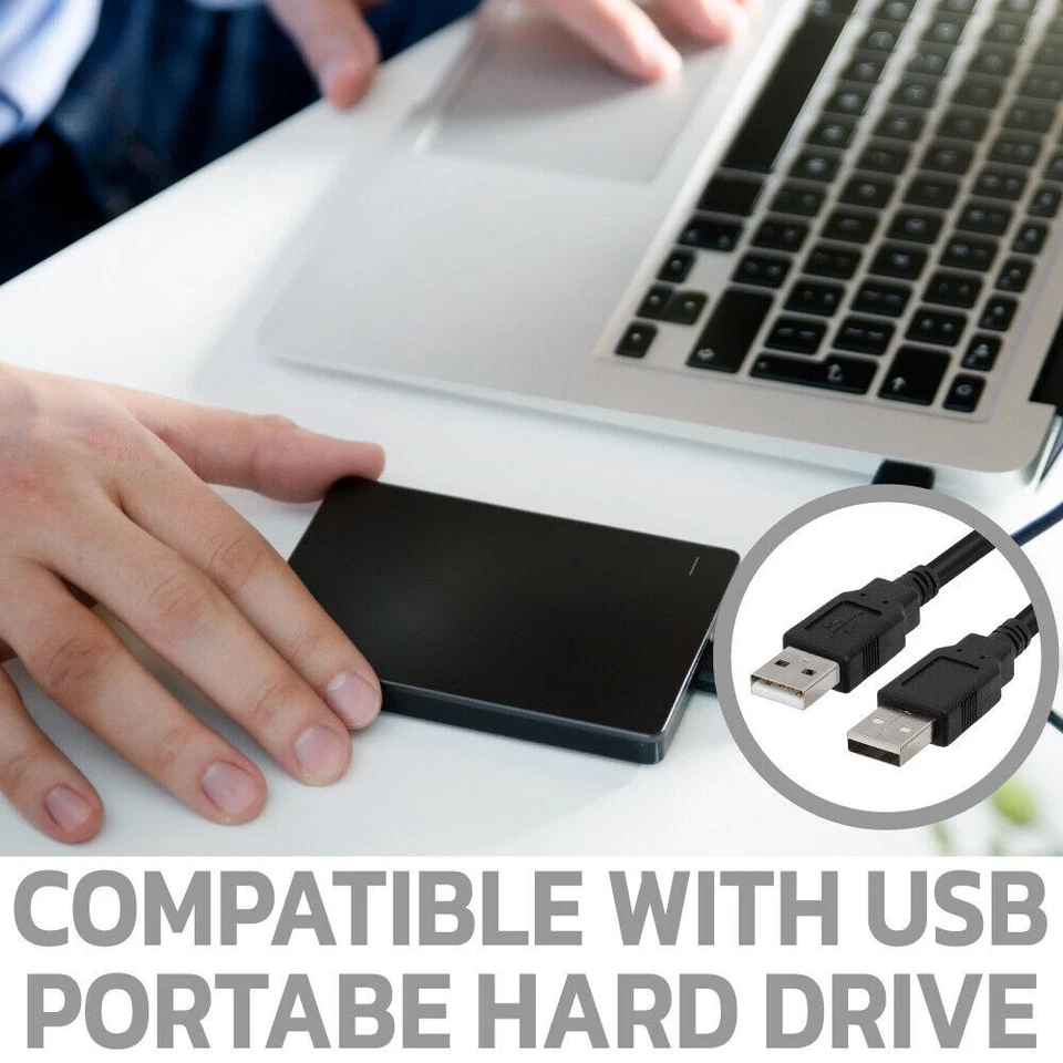 2 Pack USB Male to USB Male Cord 10FT USB 2.0 Type-A External Hard Drive Cable - Image 4 of 4