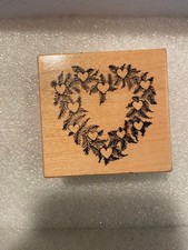1988 PSX Heart Wreath Holiday Wooden/Rubber Stamp Pre-Owned/No Package l2