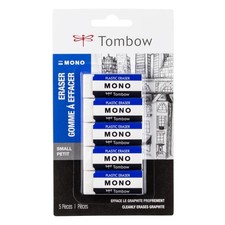 Tombow 57321 MONO Eraser, White, Small, 5-Pack. Cleanly 5-Pack, White