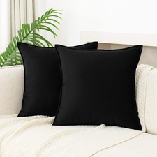 JIAHANNHA Velvet Black Throw Pillow Covers 18 18 18" x Pack of 2 ,