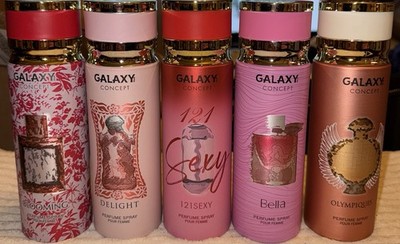 5ct | Galaxy Concept Perfume Spray/200ml Blooming, Delight, 121Sexy, Bella, &