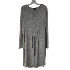 Mercer & Madison Dress Women's L Gray Cozy V-Neck Drawstring Waist Knit Pockets