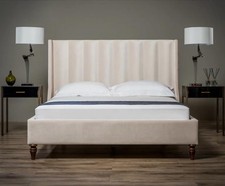 winged panel luxury velvet upholstered bed frame
