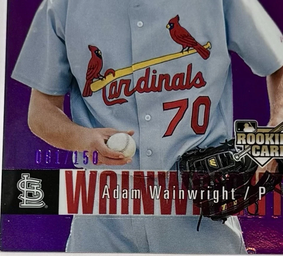 Adam Wainwright 2006 cubierta superior púrpura novato 081/150 #424 Foto 2 de 3