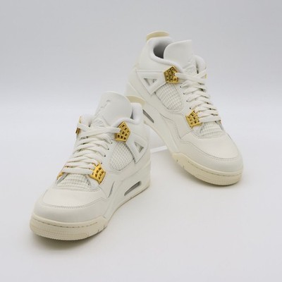 AQ9129-170 Nike Air Jordan 4 Retro White Metallic Gold Sail Black