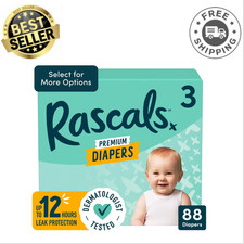 Rascals Premium Absorbent Baby Diapers, Size 3 13-24 lbs , 88 Count, New Look