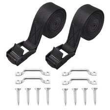 2 Sets 1"x 48" 4 ft Battery Tie Down Strap kit with Stainless 2 sets, black