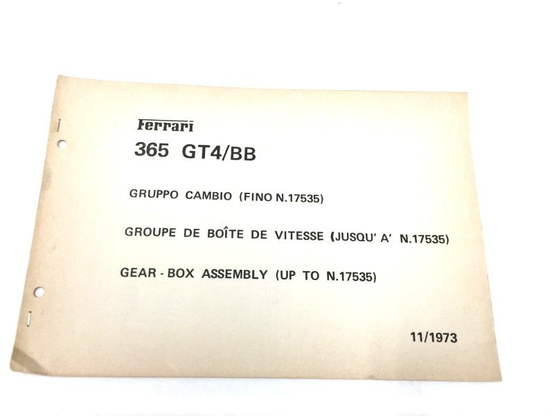 1974 Ferrari 365 GT4 BB Mechanical Parts Catalog Gearbox