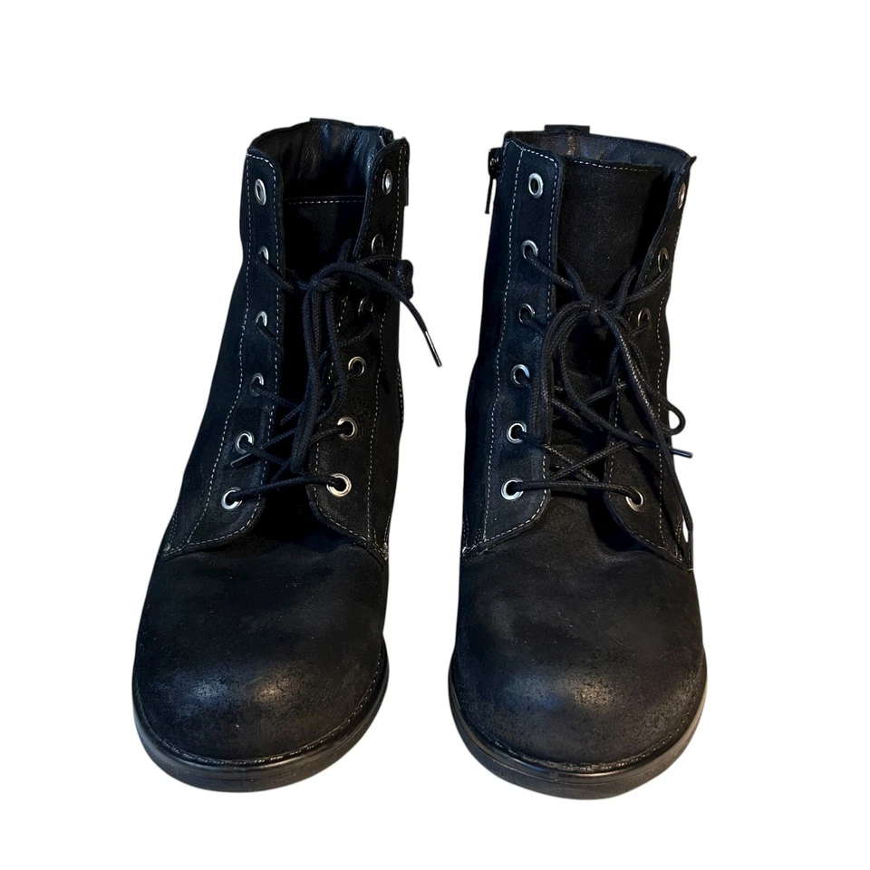 Taos Leather Boots Camp Black Rugged Combat Women Lace+Zip Sz 39 US 8 - 8.5 M - Image 3 of 4