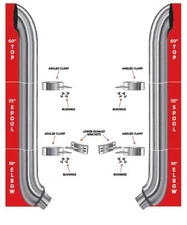 Trux TSK7-CSET8 60in Curved Top Stacks 55in Spools 58deg 7-5in Elbows Clamps