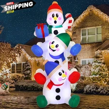 Joiedomi 6 FT Christmas Inflatable Decoration Stacked Snowman with Multicolor 