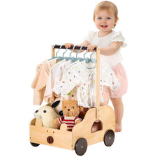 Wooden Crate Closet Baby Basket for Baby Shower with Bear Design Wheels,Personal