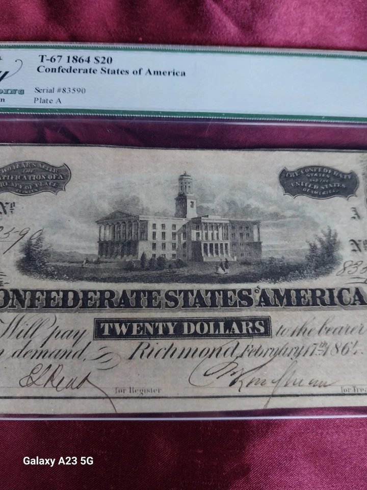 T-67 1864 $20 CONFEDERATE CURRENCY PMG 30 CIVIL WAR Note - Image 3 of 4