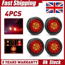 4Pcs 16 LED Round Tail Lights Brake Reverse Turn Signal For Lorry Trailer 12-24V