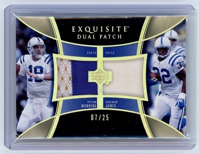 2005 Exquisite Peyton Manning Edgerrin James Dual Game Used Prime Patch /25 HOF