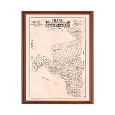 Old Map of Crane County, TX 1888 - Vintage Texas Art