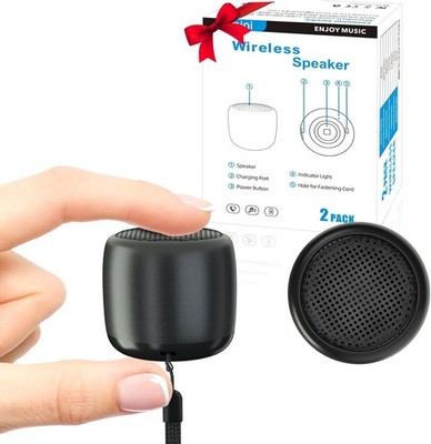 Mini Portable Bluetooth Speaker Wireless with HD Sound Bass Selfie Button 2 Pcs