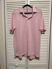 Peter Millar Shirt Men M White Pink Stripe Crown Performance Summer Comfort Polo