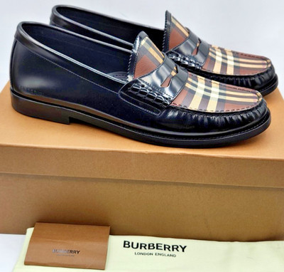 Burberry Shane Men's Vintage Check Leather/Fabric Loafers EU42 US9