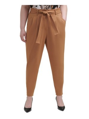 CALVIN KLEIN Womens Stretch Belted Mid Rise Ankle-length Wear To Work Pants