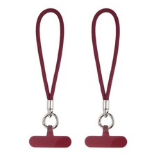 2pcs Hand Wrist Strap Phone Lanyard Cellphone Wrist Strap with Tab Red