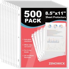 500 Pack Sheet Protectors 8.5 x 11 inch Clear Page Protectors for 3 Ring Binder,