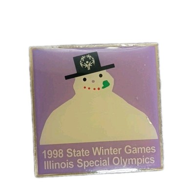 Vtg 1998 State Winter Games Special Olympics Snowman Enamel Lapel Pin Pinback